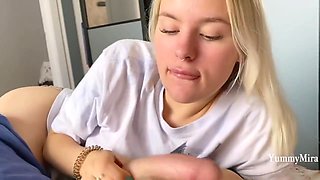 Cute Blonde Sucks Dick And Takes A Cum In Mouth - Home Video