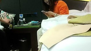 Cute amateur asian web cam girl playing with her toy