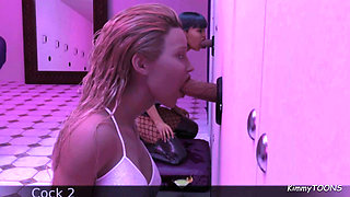 AWAM -  sexscene - Cock Sucking Marathon - wife suck strangers through gloryhole - kimmytoons