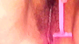 Hair Removal with a Razor, Close-up of the Giant Pussy. Shaving My Pink and Fleshy Pussy!