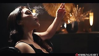 Smoking Hot Italian Vale Nappi Fucks with Cigarette - Big Natural Ass & Hairy Pussy