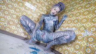 Alternative Tattoo Model Masturbating with Big Toy