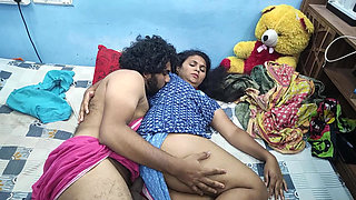 Nighty ass romance with boobs kiss