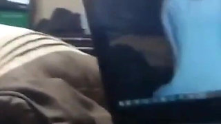 Amateur Wife Sucks and Jerks Cock While Watching Her Homemade Porn