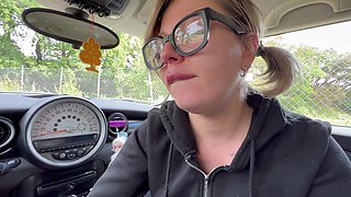 Blowjob in the Car After a Hard Workout at the Gym