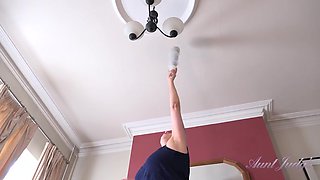 Layla Bird Gives Big Upskirt Views While Cleaning, Then Masturbates to Unwind