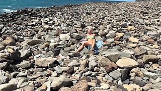 Blonde and Brunette Threesome Fuck on Nudist Beach - Wiss Chris