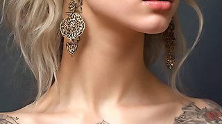 Artistic Nude of a Beautiful Young Woman with Living Tattoos Whispering in Forgotten Tongues Surreal Ai Slideshow