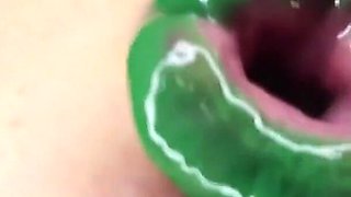 Green Minty Lipstick Glossy Pouty Bimbo Kisses 1080 Fhd