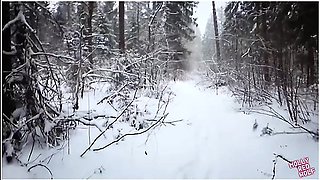 Fucked A Naked Bitch In The Winter Forest. Cum In Her Mouth Mollyredwolf