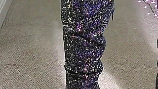 Naked Young British Babe in High Heel Boots