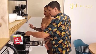 My Coworker Gives Me His Cum In My Mouth And Fucks Me In The Kitchen - Mariana Martix