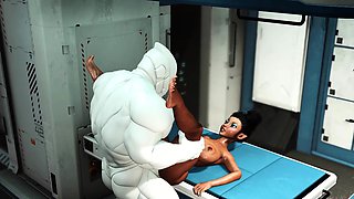 A sexy young busty ebony has hard anal sex with sex robot