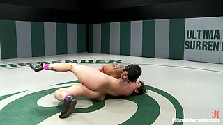 Brutal head scissors, body locks & back breakers & ass fucking.The roughest match of the year!