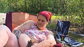 Naughty Slut in the Woods Finds a Big Fat Log and Fucks in All Her Holes and Squirts It Hard