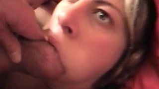 Chubby German whore eats cum after hard pussy fuck
