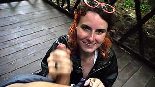 Dirty slut sucks in the waterfall - Amateur POV