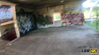 LAW4k. Graffiti girl is caught by brutal policemen who