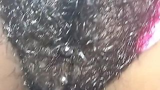 Close up Rubbing My Hairy Pieced Wet Pussy