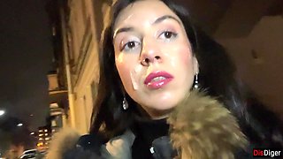 Ruined Makeup Cum on Face Facial - Cumwalk on Street Fur Coat