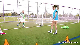 NiceAndSlutty Soccer Practicing with Emilie Martini and Loica Brand