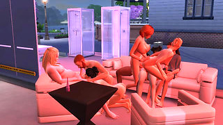 Orgy in new Club in Sims4 playng the game