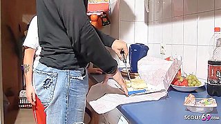 German Mature Step Mom Seduce Her Step Son To Fuck In The Kitchen