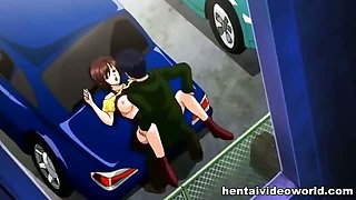 Girl all in hentai cumshot after the car fuck
