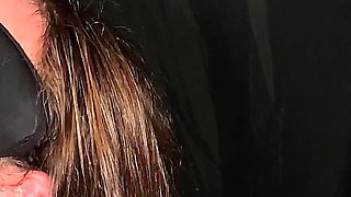 SubmissiveMiss kneels naked and blindfolded and sucks cock and rims till she gets a facial