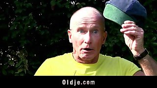 Teen enjoys anal sex with grandpa and swallows cumload