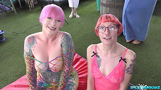 Truly Amazing Bukkake with Inked Babes Piggy and Rosa Part 1