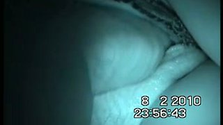 Nice view of wife's delicious creamy pussy on night cam video