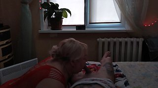 Cum-hungry Stepmom Drains Eggs and Swallows Thick Cum