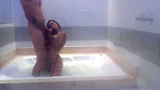 Big-tailed brunette moaning and cumming at the motel: Blowjob, Doggy  Licking Porn