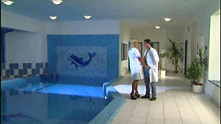 Doctor and Nurse Work Overtime Fucking in the Pool