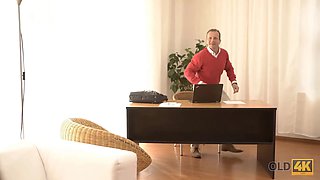 Old4k. naive sexpot and mind-blowing grandpa have great porno at his place