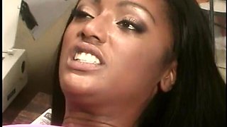 Lusty Black Babe Deepthroats a Massive White Cock for Gets Fucked