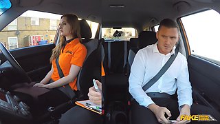 Zara Durose & Marc Rose get a hot load on their hairy ginger pussies in Fake Driving School