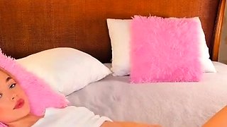 Close up with teen blonde sex doll rubbing her cunt