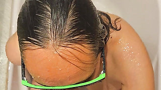 Wild sexy wife dripping bath blowjob and handjob with blazing nails.pov.real homemade