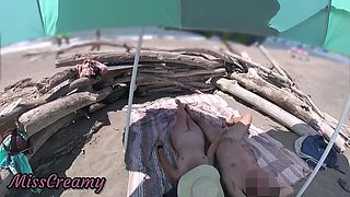 Exhibitionist Wife Gives Risky Handjob on Nudist Beach - Amateur MILF & Big Cock Public Cumshot
