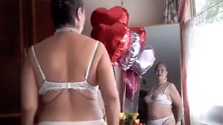 70 year old granny masturbates with a dildo that is too big