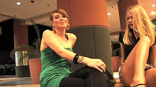 Huge boobs amateur blonde customer pussy fucked in public