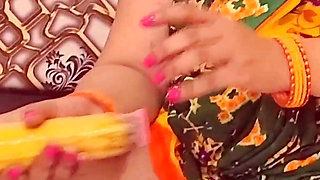 Unsatisfied Indian Wife Satisfied by Big Cucumber.