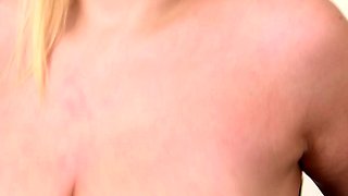 Blonde With Natural Big Boobs Loves Putting A Toy In Her