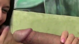Brunette teen gets banged from behind by lucky dude