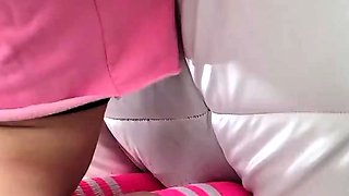 Blonde amateur girlfriend toys his ass and gives head