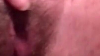 Hairy pussy blonde girl dildo playing