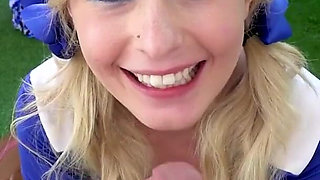 19 years old cheerleader Minxx Marley POV facial blowjob