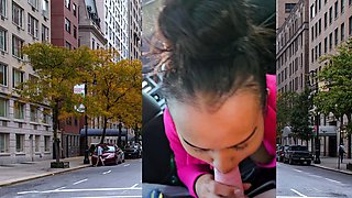 Thai MILF big cock car blowjob in public
